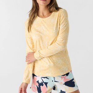 Hang Ten Sunray Long Sleeve Sun Tee Shirt Womens Size L Yellow UV Protection 50+